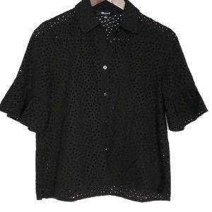 Madewell Eyelet Bell Sleeve Top Size Small